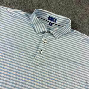 Stitch Golf Polo Shirt Mens XXL Blue White Striped Stretch Performance Logo